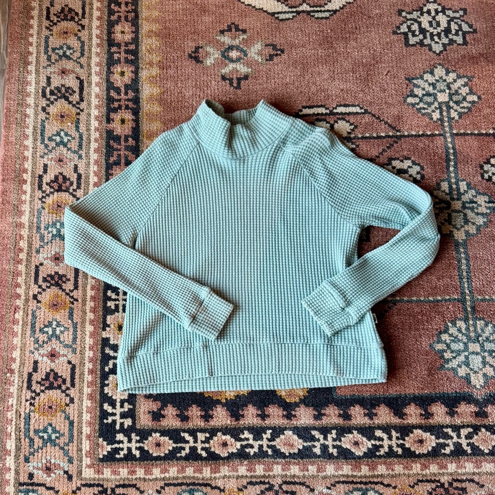 The North Face Light Blue Women's Turtleneck Waffle Long Sleeve